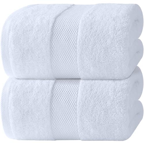 White Classic Luxury Bath Sheets Towels for Adults Extra Large 35x70 Inch - 700 GSM Turkish Cotton, Highly Absorbent | Hotel Collection | 2 Pack - Image 1