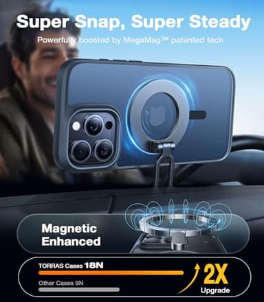 TORRAS Magnetic Shockproof for iPhone 16 Pro Max Case, [Fit for MagSafe] [Military-Grade Drop Tested] Translucent Slim Protective for iPhone 16 Pro Max Case Anti-Fingerprint Anti-Scratch, Black - Image 3