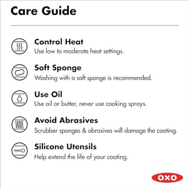 OXO 12” Nonstick Frying Pan Skillet, Enhanced PFAS-Free Ceramic Nonstick, Durable Hard Anodized Cookware, Scratch Resistant, Good Grips, Easy Clean Dishwasher Safe, Oven Safe, Drip Free Pours, Black - Image 7