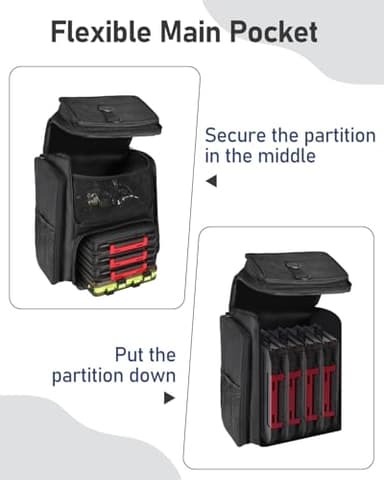 Vangue Fishing Backpack with Rod Holders Waterproof Rain Cover Large Tackle Box Store Fishing Accessories for Fishing Camping Hiking Gift for Men Father(Black) - Image 4