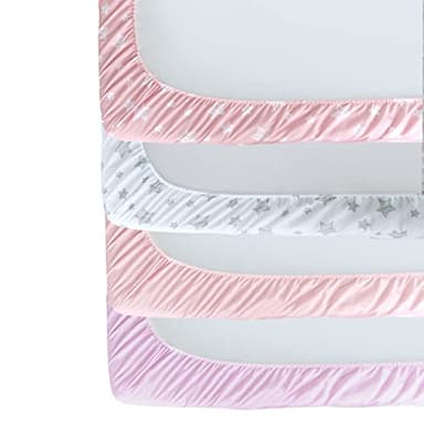 Crib Sheets for Girls 4 Pack, Fitted Crib Sheets for Standard Size Crib and Toddler Mattresses, Soft and Breathable Baby Gift Girl Set, Pink - Image 6