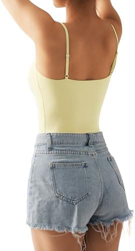 SUUKSESS Women Sexy Square Neck Thong Bodysuit Backless Cami Bodysuit Top - Image 6