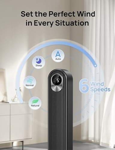Dreo Tower Fan for Bedroom, 90° Oscillating Standing Fan, 30ft far, 28dB Quiet for Sleep, 6 Speeds, 4 Modes, 12H Timer, 42 Inch, Bladeless, Remote, for Home, Office, Room, Cruiser Pro T1 - Image 5