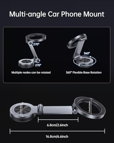 SYNCWIRE for MagSafe Car Mount - [360° Rotation] Magnetic Phone Holder for Car, Adjustable Metal Arm, Ultra Magnet, Car Magnet Phone Mount for Dashboard, Fit for iPhone 16 15 14 13 Pro Max &All Phones - Image 5