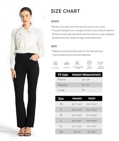 Willit 31" Women's Yoga Dress Pants Bootcut Stretch Work Slacks Office Business Casual Pants Belt Loops 4 Pockets Black M - Image 6