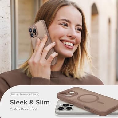 CAPRARO Magnetic Compatible with iPhone 16 Pro Case, Upgraded [Full Camera Protection] [Compatible with MagSafe] Protective Translucent Matte Women Girl Phone Case Cover, Brown - Image 7