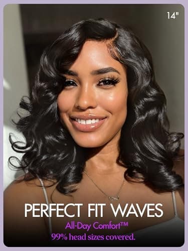 LUVME HAIR 100% Human Hair Wigs Loose Wave Glueless Lace Front 12 Inches, Pre Cut Plucked Hd Lace Short Wig Ready To Go Natural Color Straight Bleached Knots Side Part Black Wigs - Image 2