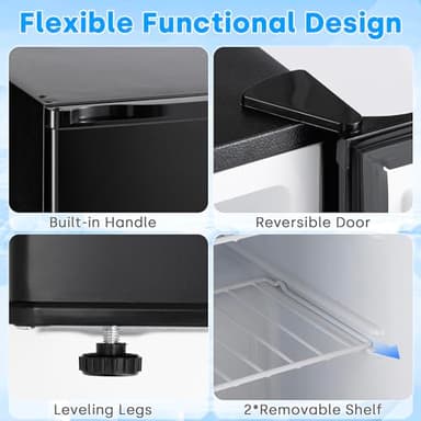 Erivess 2.1 Cu.ft Compact Upright Freezer, Single Door Mini Freezer with Adjustable Thermostat, Removable Shelves, Energy-Saving & Low Noise, Small Freezer for Home/Dorm/Apartment/Office (Black) - Image 3