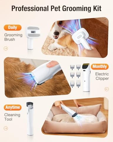 LABIGO Dog Grooming Vacuum, 12000Pa Dog Hair Vacuum with Pet Clipper, 1.8L Pet Grooming Vacuum for Shedding Grooming Trimming, 3 Suction Modes Grooming Kit with 4 Grooming Tools for Dogs Cats - Image 7