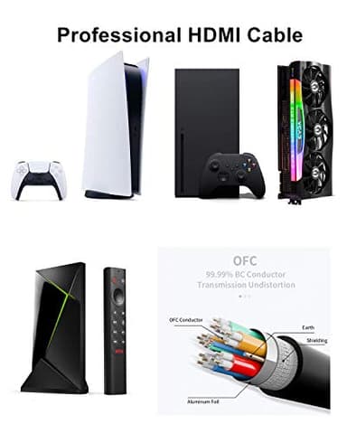 Ubluker 10K 8K 4K HDMI Cable 48Gbps 10 FT, Certified Ultra High Speed HDMI® Cable 4K 240Hz 144Hz 120Hz 8K60Hz 0.01ms HDR10+ eARC HDCP2.3 Netflix Roku TV PC Monitor Projector PS5 Xbox - Image 4