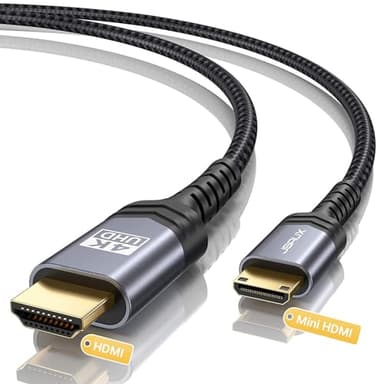 JSAUX Mini HDMI to HDMI Cable 6FT, [Aluminum Shell, Braided] High Speed 4K 60Hz HDMI 2.0 Cord, Compatible with Camera, Camcorder, Tablet and Graphics/Video Card, Laptop, Raspberry Pi Zero W -Grey - Image 1
