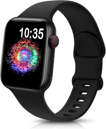 TreasureMax Sport Band Compatible with Apple Watch Bands 38mm 40mm 41mm 42mm 44mm 45mm 46mm 49mm, Soft Silicone Strap Compatible for Apple Watch Series 11 10 9 Ultra SE 8 7 6 5 4 3 Men Women Black - Image 1