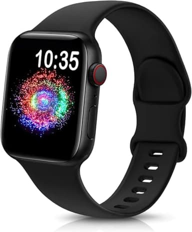 TreasureMax Sport Band Compatible with Apple Watch Bands 38mm 40mm 41mm 42mm 44mm 45mm 46mm 49mm, Soft Silicone Strap Compatible for Apple Watch Series 11 10 9 Ultra SE 8 7 6 5 4 3 Men Women Black - Image 1