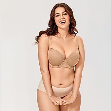 DELIMIRA Women's Underwire Contour Multiway Full Coverage Strapless Bra Plus Size Chanterelle 46DD - Image 4