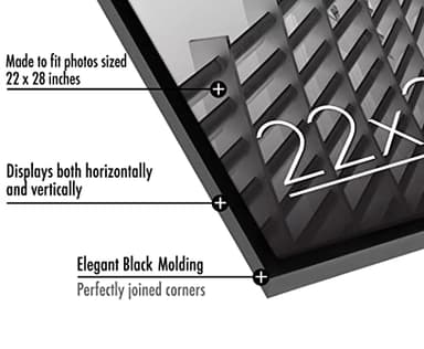 Americanflat 22x28 Poster Frame with Polished Plexiglass - Streamline Collection - Thin Border Picture Frame for Wall Display - Hanging Hardware Included - Black - Image 3