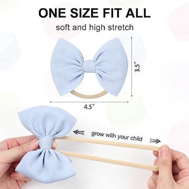 YanJie Baby Girls Nylon Headbands Newborn Bows Handmade Hair Bows Hairbands Hair Accessories for Newborn Infant Toddlers Kids (baby pink-aqua) - Image 4