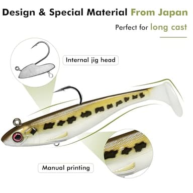 TRUSCEND Fishing Lures for Paddle Tail Swimbaits Bass Trout Jighead Lures Soft Fish Baits Freshwater Saltwater Jigging Bass Pike Walleye Jigs Gear Fishing Gifts for Men - Image 4