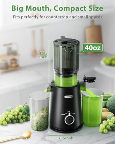 ECOSELF Juicer Machines with Large Feed Chute, Professional Hands Free Cold Press Juicer For Whole Fruits & Vegetables, Self Feeding for Juice Extractor Machine, Easy to Clean - Image 5