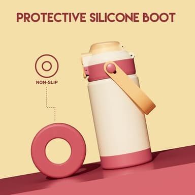 Meoky Insulated Water Bottle for Kids: 14 oz Kids Water Bottle with Straw and Spout Lid - 100% Leakproof Stainless Steel Water Bottle BPA-Free for Travel Home - Toddlers Girls Boys, Ivory - Image 7