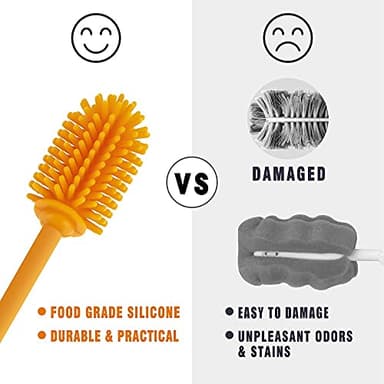 Silicone Bottle Cleaning Brush with Long Handle,12.5" Water Bottle Cleaner for Baby Bottles, Hydro Flask, Sports Bottle, Vase, Glassware, Perfect for Smaller Diameter Bottle Openings (One Pack) - Image 3