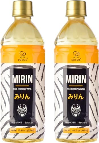 Soeos Mirin Cooking Wine, 16.9 fl oz (2 * 500ml) Pack of 2, Traditional Rice Wine, Authentic Natural Sugar Cooking Wine, Sweet Rice Wine for Cooking and Condiments, Premium Mirin Cooking Wine. - Image 1