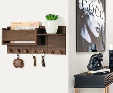 RelaxScene Key Holder Wall Mount - Decorative Key Rack and Mail Organizer with 7 Key Hooks - Wooden Key Hanger with Shelf for Living Room Decor - Rustic Farmhouse Home Entryway Aesthetic Essentials - Image 5