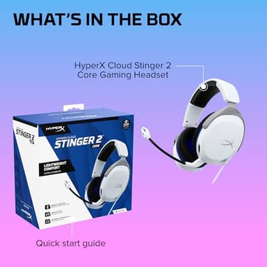 HyperX Cloud Stinger 2 Core - Gaming Headset for Playstation, Lightweight Over-Ear Headset with mic, Swivel-to-Mute Function, 40mm Drivers - White - Image 8