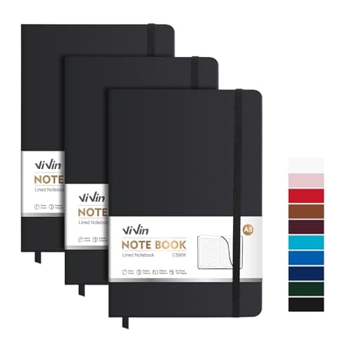 ViVin Lined Journal Notebooks for Work, 192 Pages, Medium 5.5 x 8.3 inch, College Ruled, A5 Hardcover Journaling Notebooks for Work, 3 Pack Bulk - Image 1