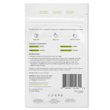 Dots for Spots Pimple Patches with Microdarts - Includes Active Ingredients Niacinamide, Hyaluronic Acid & Salicylic Acid for Maximum Effectiveness - Reduces Redness and Dark Spots (9 count) - Image 9