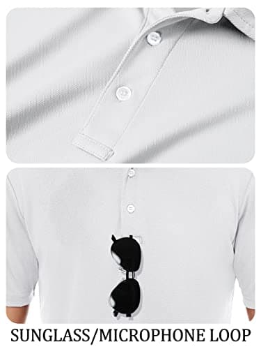 TACVASEN Mens Golf Shirt Dry Fit Mens Polo Shirts Short Sleeve Performance Golf Polos for Men with Collar Work Shirts White, L - Image 4