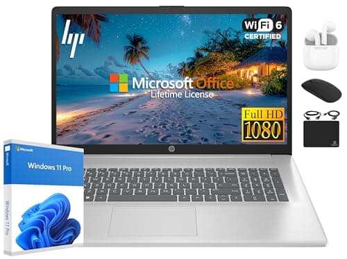 HP 2025 Pavilion Laptop, 17.3" FHD IPS Computer, 6-Core AMD Ryzen 5, 32GB RAM, 1.5TB Storage (1TB SSD + 500GB Ext), Wi-Fi 6, Webcam, Long Battery, HubxcelAccessory, Lifetime Office 2024 Windows 11 Pro - Image 1