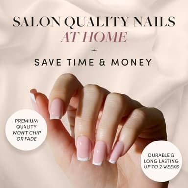 Glamnetic Press On Nails - Classy French | Medium Square Fake Nails, Trendy Micro French Tip, Salon Quality | 15 Sizes - 30 Nail Kit - Image 2