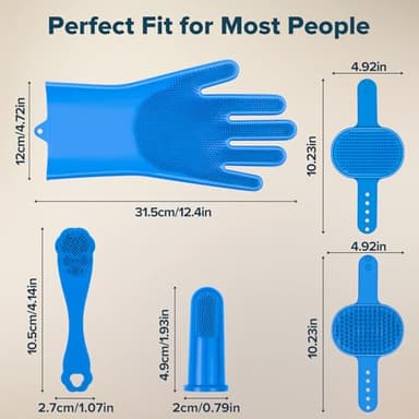 Augwind 6PCS Pet Grooming Kit for Dogs,Cats and Horses | Dog Washing Gloves | Dog Bath Brush | Dog Bath Gloves | Dog Shampoo Brush | Pet Grooming Gloves | Dog Bath Supplies (Navy Blue) - Image 7
