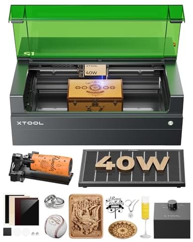 xTool S1 40W Laser Cutter and Laser Engraver for Tumblers, 23.93" x 15.16" Bed Size, 600mm/s Speed, Laser Engraving Machine, Laser Engraver for Wood and Metal, Acrylic, Big Project - Rotary Bundle - Image 1