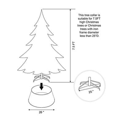 Glitzhome 26" D Red Hammered Metal Tree Collar Tree Base Cover Decorative Christmas Tree Ring for Christmas Decoration - Image 5