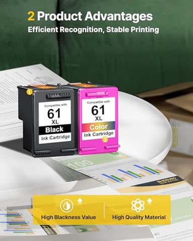 61XL Black and Color Combo Pack Replacement for HP 61 Ink 61XL Ink to use with HP Envy 4500 5530 5534 5535 DeskJet 1000 1010 2540 2541 3050 OfficeJet 4630 4635 2620 Printer (1 Black, 1 Color) - Image 5
