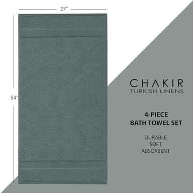 Chakir Turkish Linens | Hotel & Spa Quality 100% Cotton Premium Turkish Towels | Soft & Absorbent (4-Piece Bath Towels, Dark Gray) - Image 6