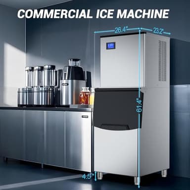 Ice Maker Commercial Ice Machine Large Capacity Stainless Steel 500 Lbs/24H Industrial Ice Machine, 350 Lbs Storage Commercial Ice Machines Free Standing, Cubes Ice Makers Commercial - Image 5