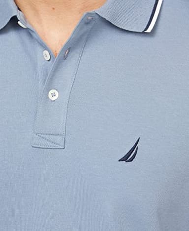 Nautica Men's Classic Fit Short Sleeve Dual Tipped Collar Polo Shirt, Lake City Blue, Medium - Image 7