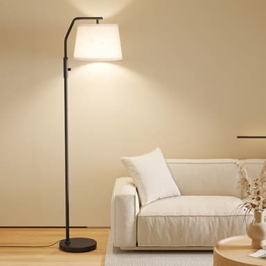 SUNMORY Floor Lamps for Living Room, 9W Bulb Included, Tall Lamp for Bedroom with Adjustable Head, Modern Standing Lamp, 0-100% Dimmable Arc Floor Lamp for Dining Room Office Nursery, Black. - Image 8