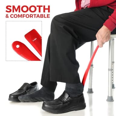 Footfoyer Long shoehorn that is comfortable to wear and has a handle is ideal for both men and women (Red(SNL)) - Image 4