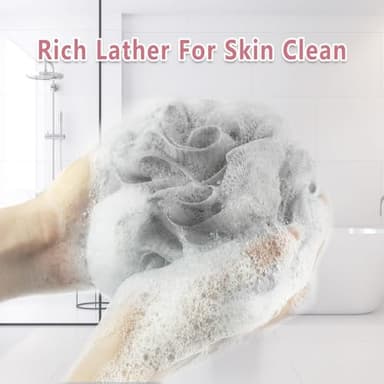 Rnoafmu Shower Loofah Bath Sponge, 60G Loofah Exfoliating Body Scrubber, 4 Color Mesh Shower Pouf Balls for Body Wash (Ice Cream) - Image 5