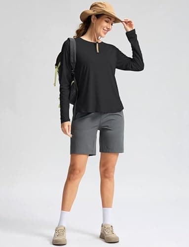 Women's Sun Shirts UPF 50+ Long Sleeve UV Protection Shirt Lightweight Quick Dry Workout Hiking Tops for Women(Black,M) - Image 5