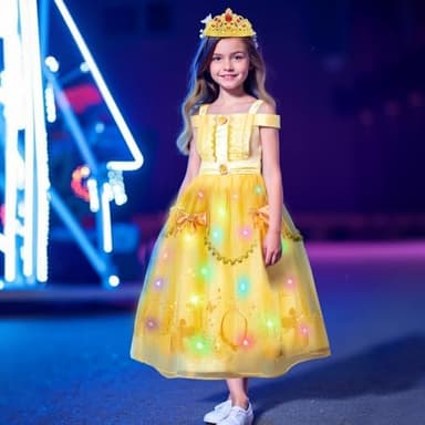 Meland Princess Dress for Girls - Light Up Princess Costume for Toddler Dress Up, Halloween Costumes for Girl 3-10 Years Old - Image 4