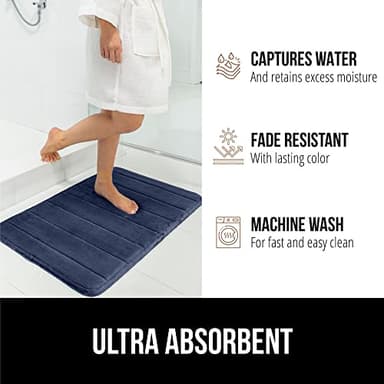 GORILLA GRIP Memory Foam Bath Mat, Soft Absorbent US Designed Bathroom Rug, Gripping Dots Machine Washable Bathmat, Cushioned Floor Mats, Shower Sink Rugs Room Décor Accessories, 24x17 Navy Blue - Image 7