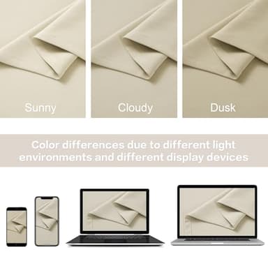 Cream Beige Curtains 108 Inch Length - Back Tab/Rod Pocket Blackout Window Drapes for Bedroom Thermal Insulated Room Darkening Curtains for Living Room (52 x 108 Inches Long, 2 Panels) - Image 5