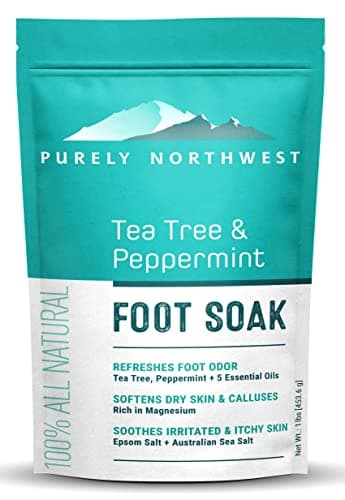 Epsom Salt Tea Tree Foot Soak-Toenail Repair, Softens Thick Calluses & Corns, Stubborn Foot Odor, Athletes Foot Burning & Itching, Damaged Discolored Nails: Purely Northwest USA 16 ounces/1Lb - Image 1