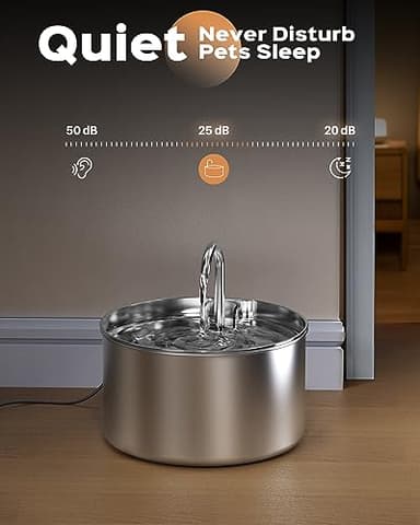 AOOGITF Cat Water Fountain + 6 Filters + 3 Sponges, 304 Stainless Steel Pet Water Fountain, 24 Hours Keep The Water Clean, 74oz Capacity, Ultra-Quiet, No Sputter, Compact, Easy Cleaning - Image 4