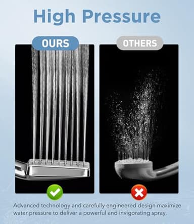 MakeFit Filtered Shower Head - 6 Modes High Pressure Handheld Shower Head with Filter Mineral Beads, Detachable Handheld Showerhead Set with Stainless Steel Hose and Shower Arm Bracket - Image 6