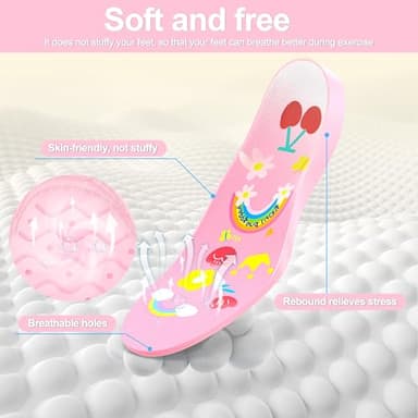 RFUNGUANGO Insoles for Airtag Hidden Holder, Tracker Devise Case for Kids, Comfortable Inserts for Shoes，Pink Rainbow (Pink, 6.89-7.48IN 10 Toddler-12.5 Toddler) - Image 6